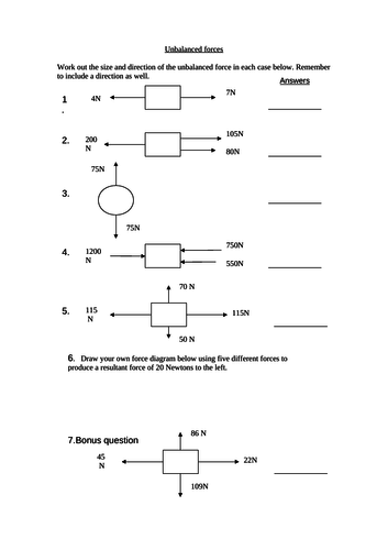 resultant-unbalanced-force-worksheet-teaching-resources