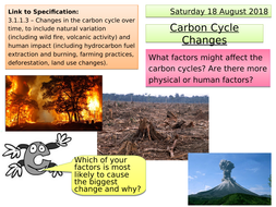 Carbon Cycle Changes - AQA A Level | Teaching Resources