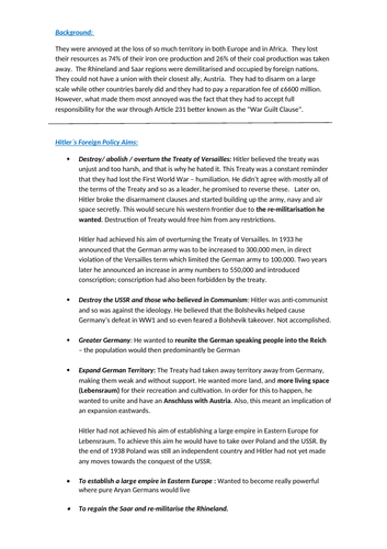 Road to War GCSE Notes