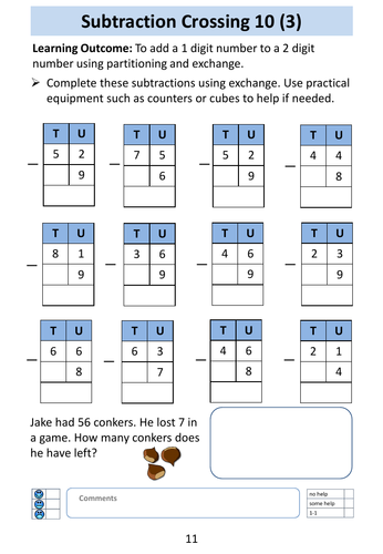 year 2 subtraction homework