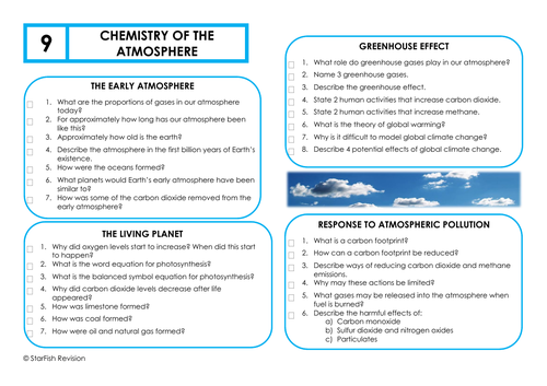 AQA Chemistry GCSE 9-1 Revision Mat: CHEMISTRY OF THE ATMOSPHERE ...