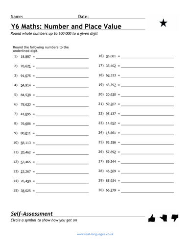 y6 maths worksheets place value comparing ordering