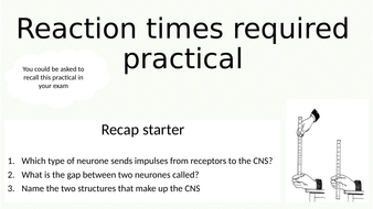 Biology required practical reaction time whole lesson pack | Teaching ...