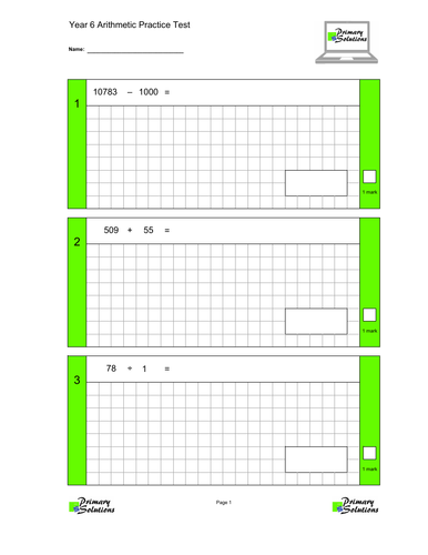 Year 6 Arithmetic Test | Teaching Resources