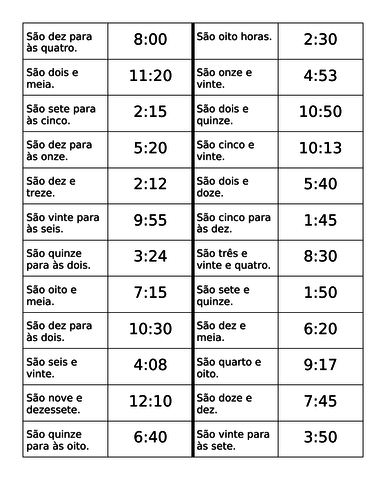 Horas (Time in Portuguese) Bundle