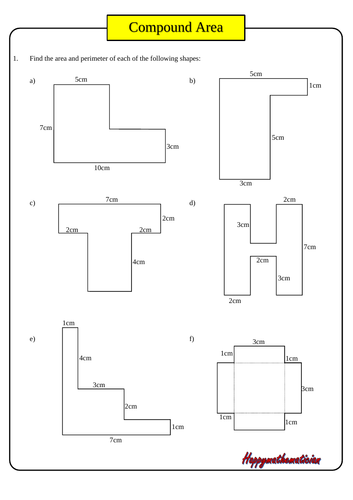 Mixed Area, Compound Areas and Problems - With Answers | Teaching Resources