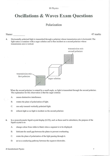 IB Topic 4 Waves Lesson 11 & 12 Polarization and Malus’s Law HL + SL ...
