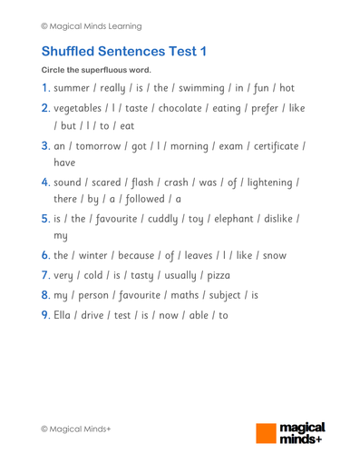 11 Plus Shuffled Sentences | Teaching Resources