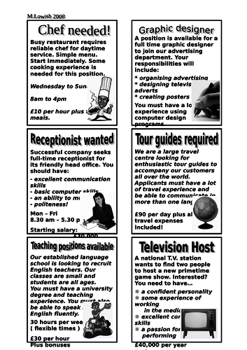 Job Advertisements Examples For Esl Students