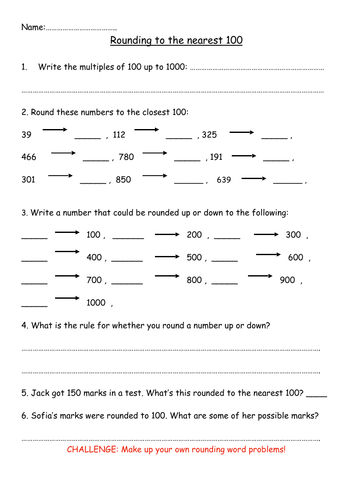 Rounding To 10 100 And 1000 Presentation And Worksheets Year 4 