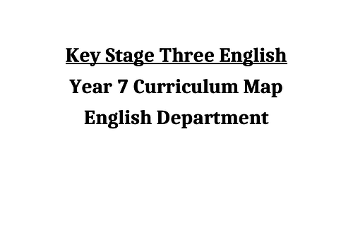English Year 7 - English Curriculum Map