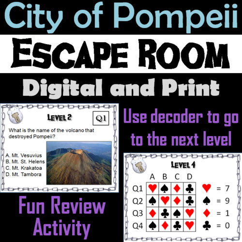 Ancient Rome and the City of Pompeii: Escape Room - Social Studies