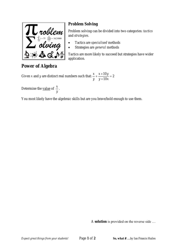 problem solving with algebra tes