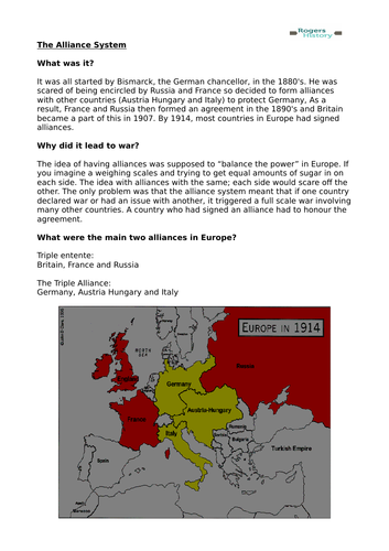 The MAIN causes of WW1 | Teaching Resources