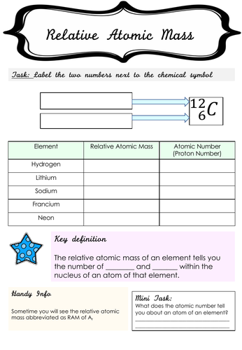 Relative Formula Mass and Relative Atomic Mass | Teaching Resources