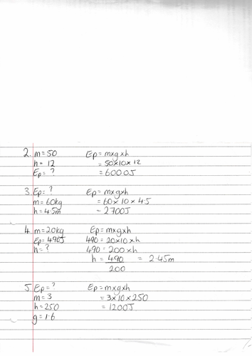 Gravitational potential energy questions with answers | Teaching Resources