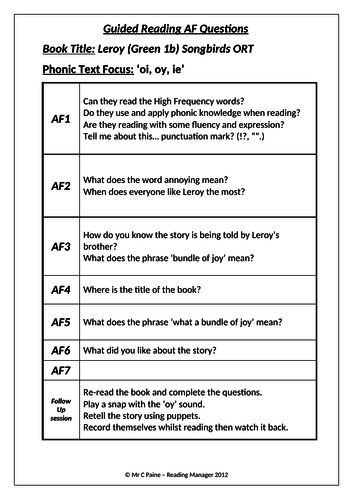 Comprehension - Songbirds - Green Band - Leroy