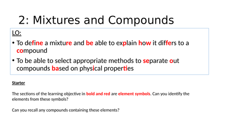 KS4 Mixtures lesson