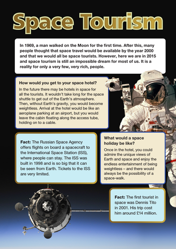 space tourism comprehension answers