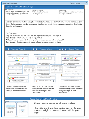 Year 5- Week 1- Addition and Subtraction Differentiated Worksheets ...