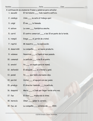 Past Simple Tense with Irregular Verbs Spanish Study Sheet | Teaching ...