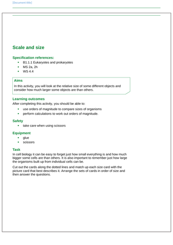 GCSE Biology 4.1 Cell Magnification Calculations | Teaching Resources