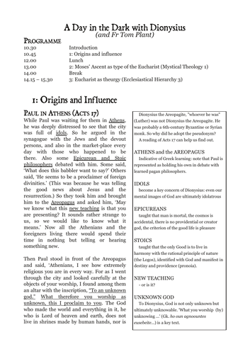 Introduction to Pseudo-Dionysius | Teaching Resources