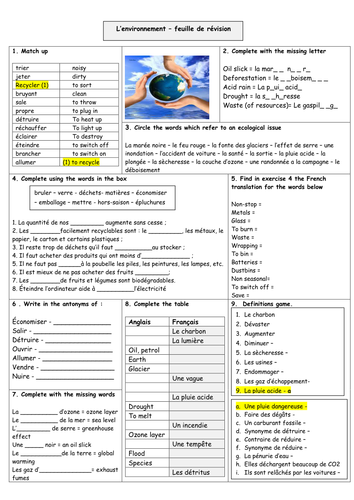 GCSE French - Environment revision pack (20 resources) | Teaching Resources