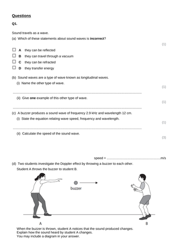 igcse sound and its properties waves teaching resources