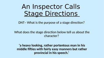 Stage Directions in An Inspector Calls | Teaching Resources