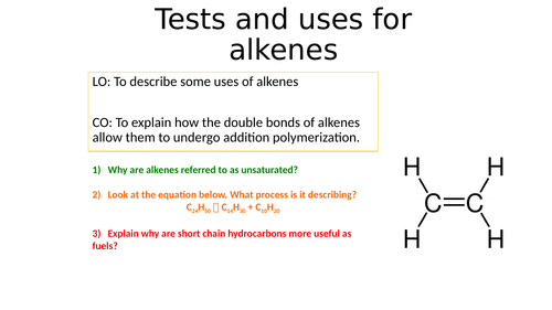 KS4 Tests and uses of alkenes