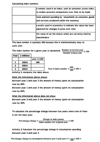 aqa-a-level-economics-index-numbers-teaching-resources