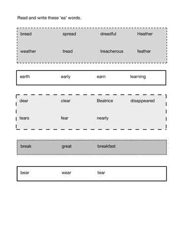 'Ea' Is A Mean, Mean Sound' Spell Words With 'ea' (7-11 years ...