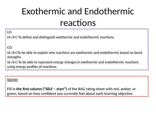 KS4 Endothermic and Exothermic reactions