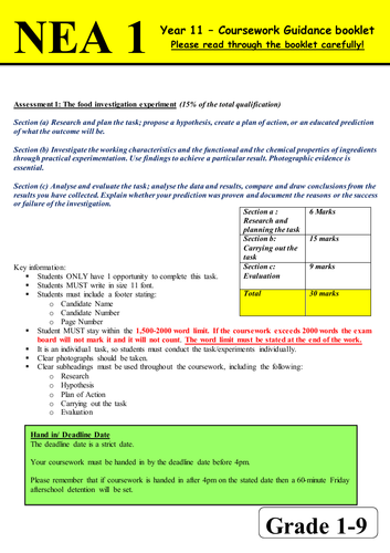 nea-1-food-aqa-booklet-teaching-resources