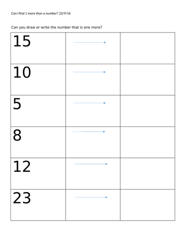 one more and one less worksheet | Teaching Resources