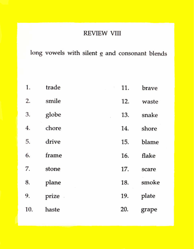 yellow spelling list Montessori