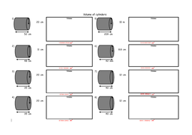 Finding the Volume of Cylinders (3 x worksheet with answers) | Teaching