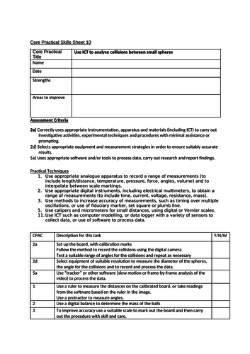A-level Physics Edexcel Core Practical Skills Checklists | Teaching ...