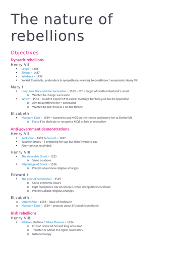 OCR A Level History - Tudor rebellions posters - everything you need ...