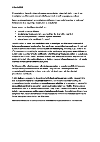 AQA A Level Paper 2 - Research Methods - Exemplar answers for extended ...