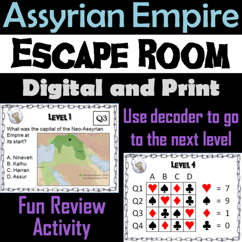 Assyrian Empire: Escape Room - Social Studies (Ancient Mesopotamia Activity)