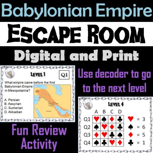 Babylonian Empire: Escape Room - Social Studies (Ancient Mesopotamia Activity)