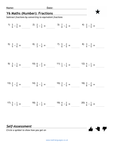 Y6 Mathematics: 8 Sets of Differentiated Fractions Worksheets ...