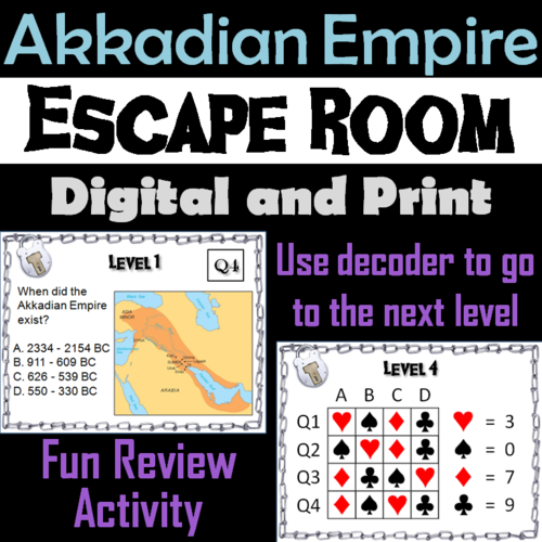 Akkadian Empire: Escape Room - Social Studies (Ancient Mesopotamia Activity)
