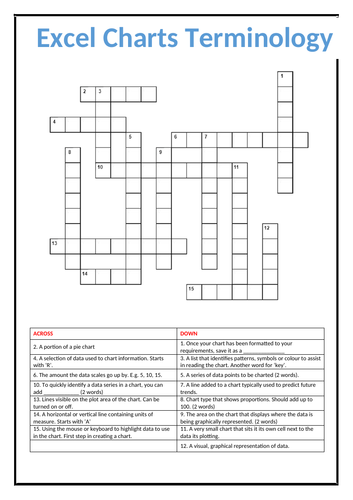 Excel Charts Crossword Puzzle Teaching Resources
