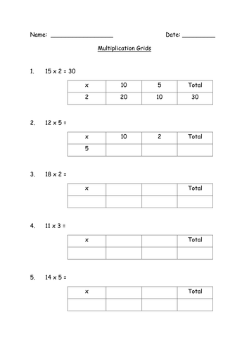 Grid Method Multiplication Tutorial & Worksheets | Teaching Resources