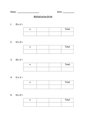 Grid Method Multiplication Tutorial & Worksheets | Teaching Resources