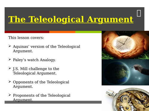 The Teleological Argument and Kant's Moral argument for God's existence ...