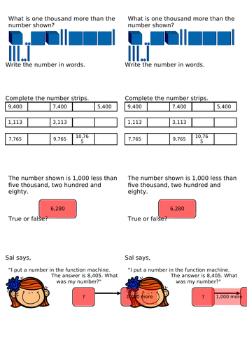 Year 4 - Finding 1000 less or more